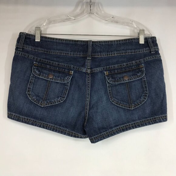 MOSSIMO SUPPLY CO - WOMEN'S 17 -Y2K  DARK WASH LOWEST RISE COTTON JEAN SHORTS - Picture 4 of 10